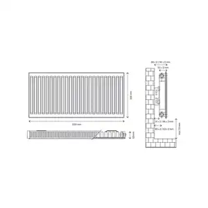 Flomasta White Type 11 Single Panel Radiator, (W)1200mm X (H)600mm - Image 3