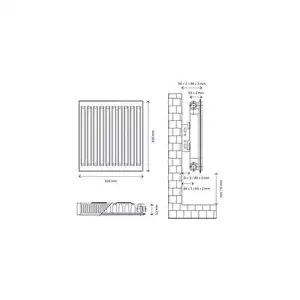 Flomasta White Type 11 Single Panel Radiator, (W)600mm X (H)600mm - Image 6