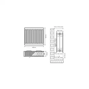 Flomasta White Type 22 Double Panel Radiator, (W)600mm x (H)500mm - Image 6