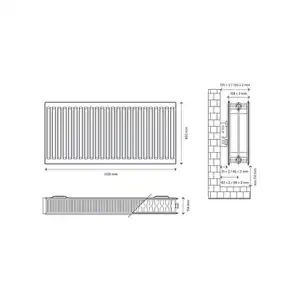 Flomasta White Type 22 Double Panel Radiator, (W)1100mm X (H)600mm - Image 7