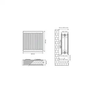 Flomasta Type 22 Double-Panel Double Convector Radiator 600mm x 600mm White 3499BTU - Image 3