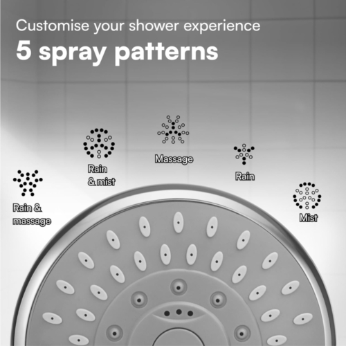 Adjustable Shower Head with High Pressure - Universal Handheld Showerhead with 5 Different Spray Modes - Powerful Chrome Replacement - for Low Water Pressure