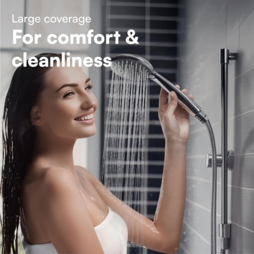 Adjustable Shower Head with High Pressure - Universal Handheld Showerhead with 5 Different Spray Modes - Powerful Chrome Replacement - for Low Water Pressure