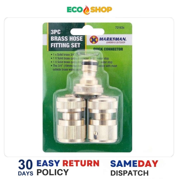 166 3pc brass hose fitting set