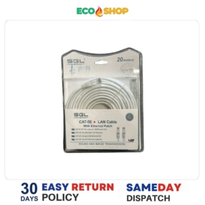 Sgl Cat 5-E LAN Cable With Ethernet Patch 20M - Image 1