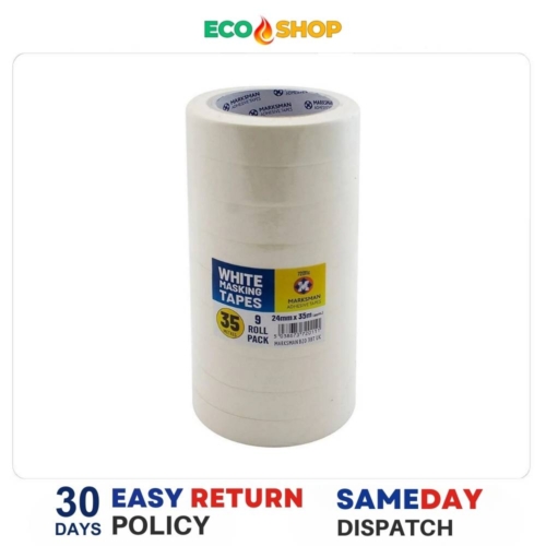 Marksman White Masking Tapes 24Mmx35M 9 Roll Pack - Image 1