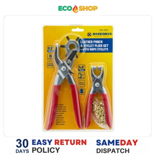 Marksman Leather Punch & Eyeplier Set With 100Pcs Eyelets