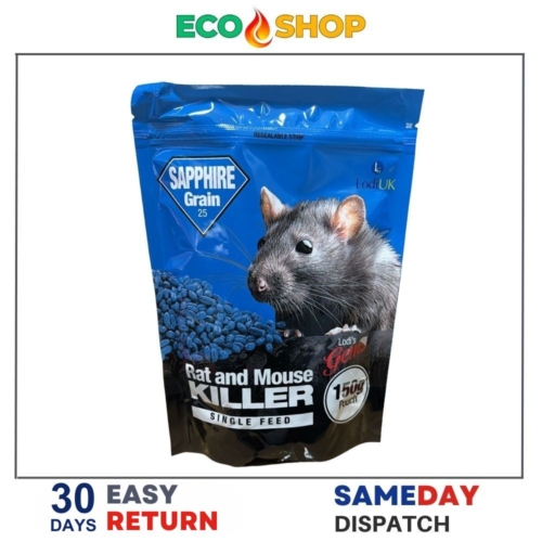 Lodi Sapphire Grain Bait – Pest Control Grain Sachets, Single-Use Formula, 150g Pouch