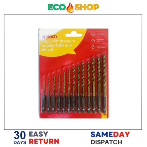 13Pcs 1-4 Inch Titanium Coated Hss Drill Bit Set