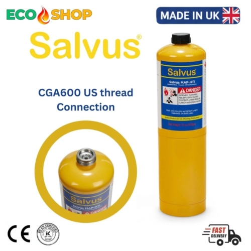 Salvus MAPP Gas Cylinder MAP HTI CGA600 Thread 453g Plumbing Solder Gas