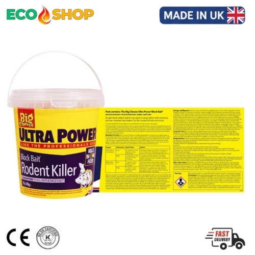 The Big Cheese Ultra Power Rodent Killer Bait Blocks 15 x 20g Rat Mouse Control Bucket - Image 4